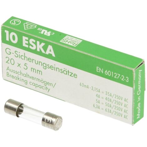 Wolf Feinsicherung 6,3A träge, Set a 10 Stück