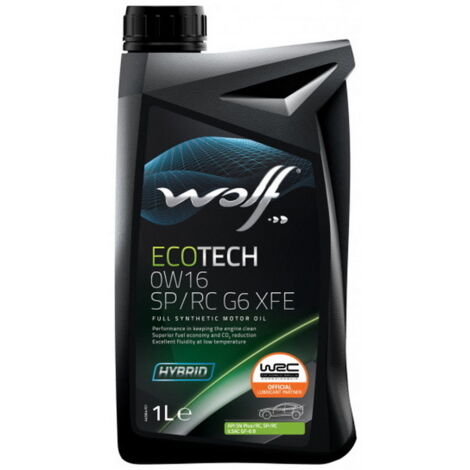 WOLF - Huile moteur ECOTECH 0W16 SP/RC G6 XFE - Bidon de 1 litre - 1047248 - Ce produit de marque WOLF est neuf.