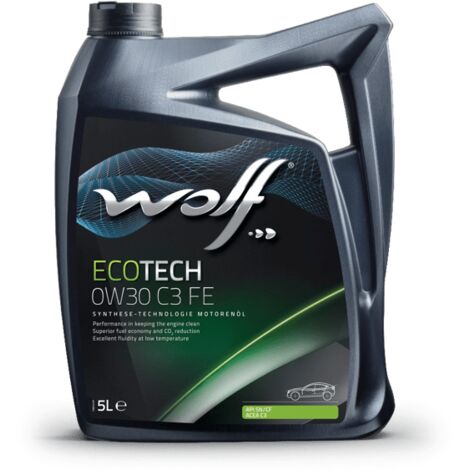 WOLF - Huile moteur ECOTECH 0W30 C3 FE - Bidon de 5 litres - 8332500 - Ce produit de marque WOLF est neuf.