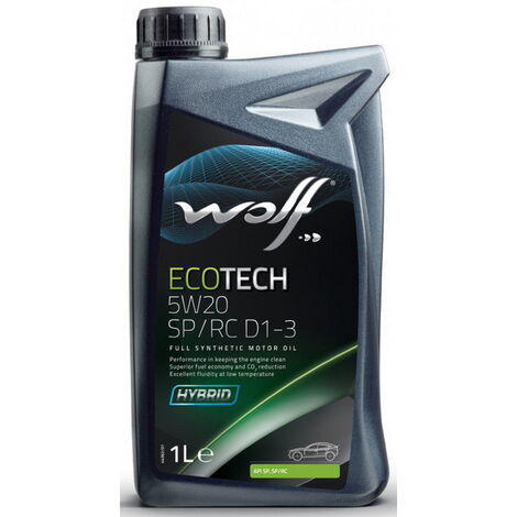 WOLF - Huile moteur ECOTECH 5W20 SP/RC D1-3 - Bidon de 1 litre - 1050523 - Ce produit de marque WOLF est neuf.