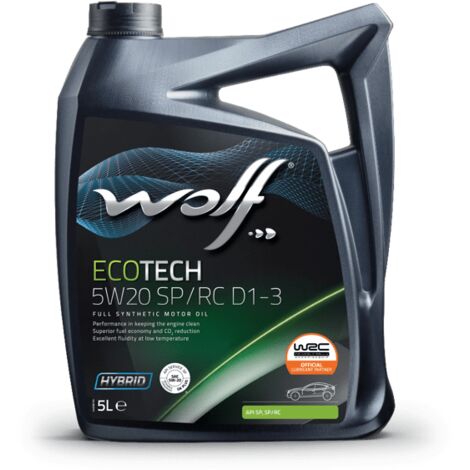 WOLF - Huile moteur ECOTECH 5W20 SP/RC D1-3 - Bidon de 5 litres - 1050526 - Ce produit de marque WOLF est neuf.