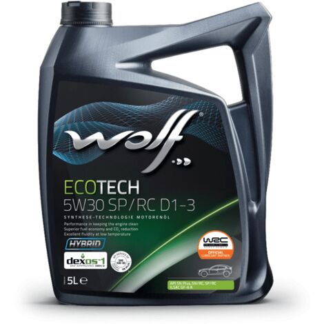 Wolf – Huile moteur ECOTECH 5W30 SP/RC 1049902 – Bidon 5 litres – Réduit l'usure moteur et les émissions CO2 – Compatible véhicules hybrides