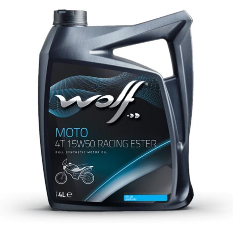 WOLF - Huile moteur moto 4 temps 15W50 RACING ESTER - Bidon de 4 litres - 1043818