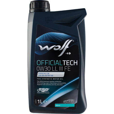 WOLF - Huile moteur OFFICIALTECH 0W30 LL III FE - Bidon de 1 litre - 1044342 - Ce produit de marque WOLF est neuf.