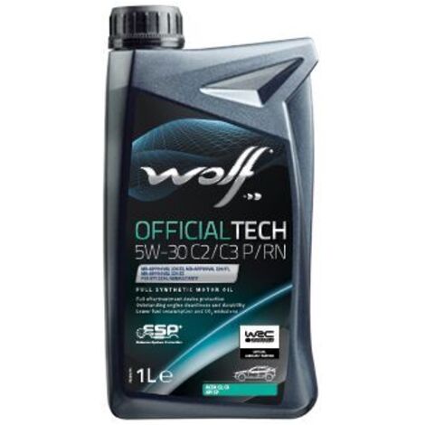 WOLF - Huile moteur OFFICIALTECH 5W-30 C2/C3 P/RN - Bidon de 1 litre - 1052548 - Ce produit de marque WOLF est neuf.