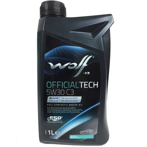 WOLF - Huile moteur OFFICIALTECH 5W30 C3 RN - Bidon de 1 litre - 1043875 - Ce produit de marque WOLF est neuf.