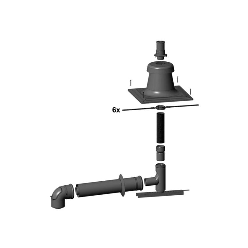 Kit de raccordement 2652003 dn 80 / 125, concentrique, indépendant de l&39air ambiant, acier inoxydable - Wolf