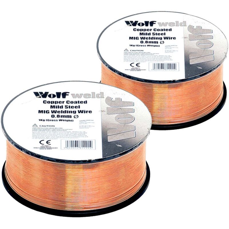Wolf 0.8mm Welding Wire Copper Coated Spool For MIGs - Pack of 2