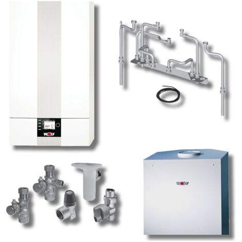Wolf Paket Brennwerttherme CGB-2-20 Speicher CSW-120, BM-2, Aufputz