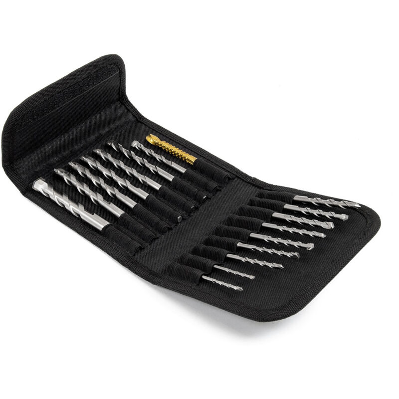 Wolf 17-Piece TCT TiN Coated Drill Bit Set, Wood Brick Concrete & Steel Drilling