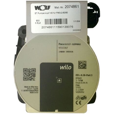 Wolf Pumpenkopf hocheffizient für FWS-2-60/80 Wilo PARA HU 25/7.0 PWM2