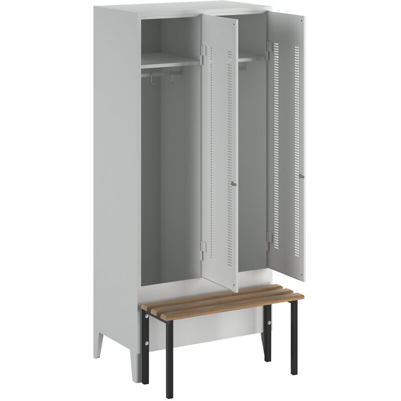 Wolf, Vestiaire Berlin 1 avec banc, 2 compartiments, gris