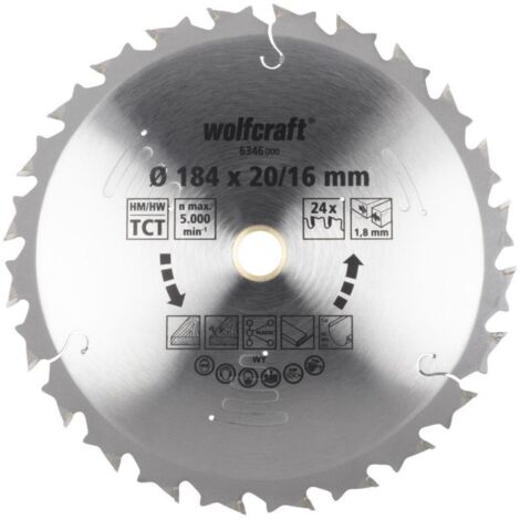 wolfcraft 1 Akku-Kreissägeblatt HM ø184x20/16 mm - 6346000