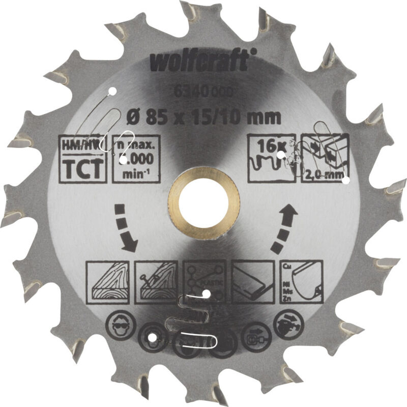 Image of Kreissägeblatt ø 85 mm, Bohrung ø 15 mm Hartmetall Sägeblatt - Wolfcraft