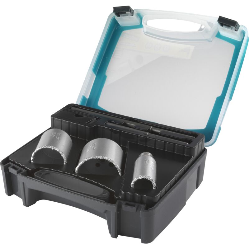 Wolfcraft - Coffret de Trépans - Diamètre 33, 53, 68 mm, 2 Forets Centreur - Profondeur de coupe 55 mm - 5 pièces - réf. 1003000