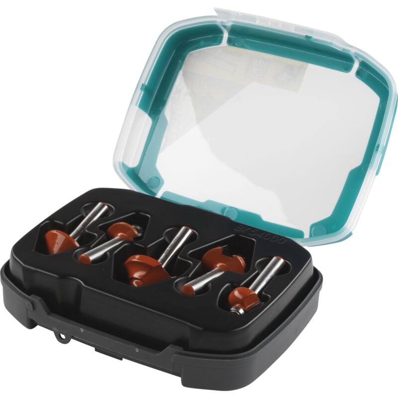 Wolfcraft - Coffret de 5 Fraises à Profilés ct - Queue de Diamètre 8 mm, Longueur 40 mm - réf. 8754000