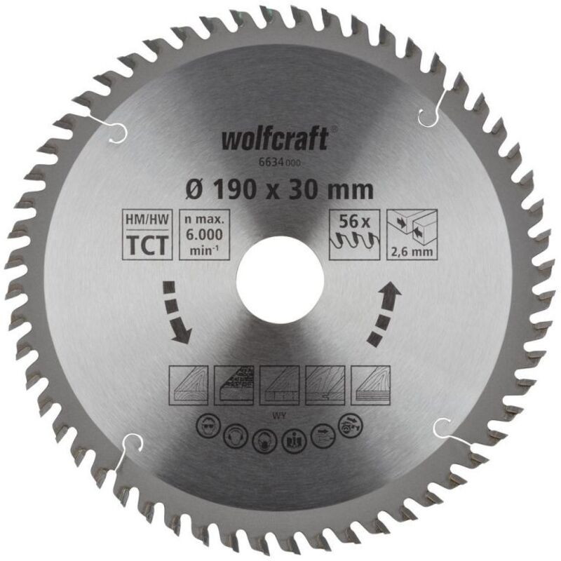 Wolfcraft Kreissägeblatt 190 X 30 Mm 56 Zähne Hartmetall Kreissägeblatt