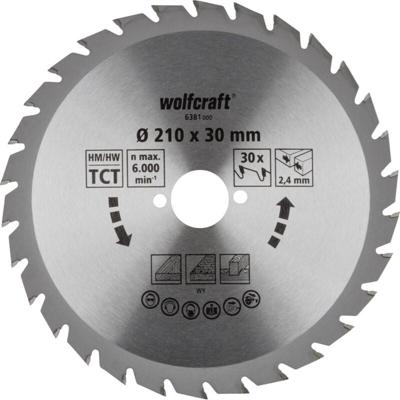 Image of Kreissägeblatt ø 210 mm Bohrung ø 30 mm 30 Zähne Kreissägeblatt - Wolfcraft