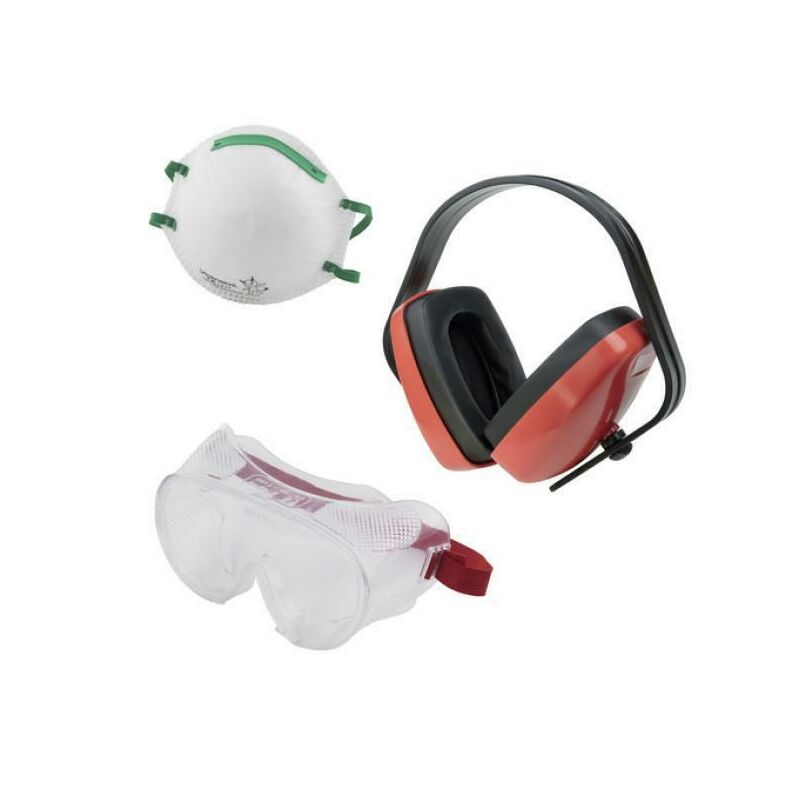 Image of Wolfcraft - set di protezione mascherina+cuffia+occhiale 4871000