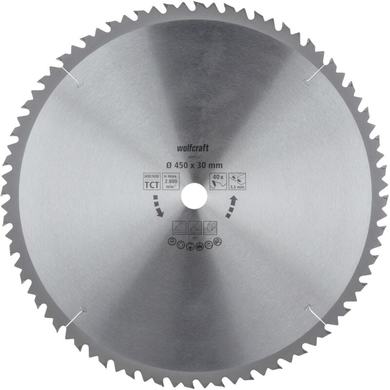 Image of Kreissägeblatt 450 mm 40 Zähne Hartmetall Kreissägeblatt - Wolfcraft