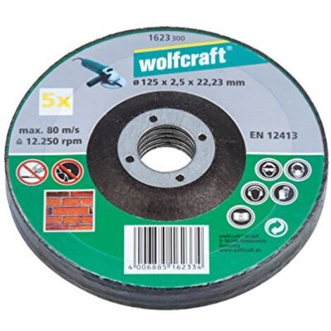 Wolfcraft 1623300 Disco da taglio con centro depresso 125 mm 5 pz. Pietra