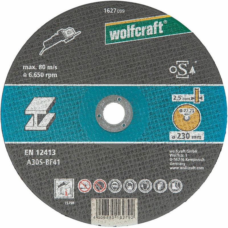 

Disco de corte para metal ø 230 x 2,5 x 22,23mm. 1627099 - Wolfcraft