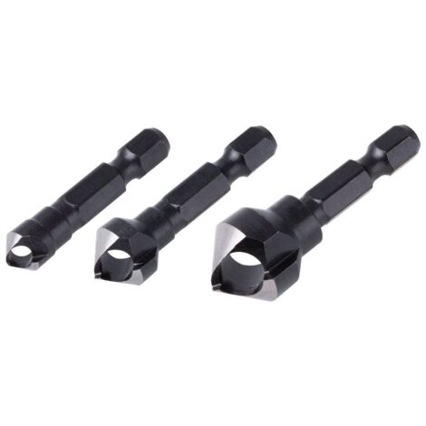 wolfcraft 3 Querlochsenker WS, 1 Schneide, 6-kant Schaft Ø 8, 12, 16 mm