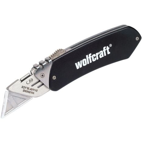 Wolfcraft 4124000 4124000-1 Navaja de Aluminio para Ocio con Cuchilla retr/áctil Clip para cintur/ón Sistema para Bloquear la Hoja