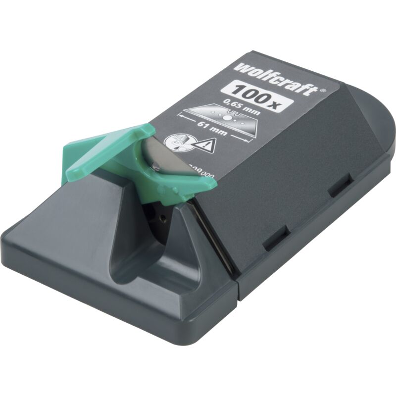 Wolfcraft - Lot de 100 Lames Trapèze avec Distributeur - Longueur 61 mm, Épaisseur 0,65 mm - réf. 4309000