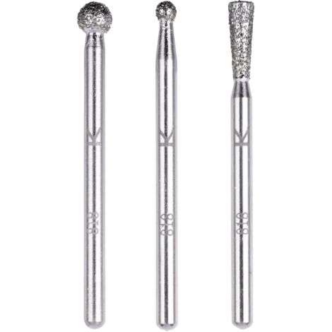 WOLFCRAFT 5988000 JEU DE GOUPILLES DE PONÇAGE DIAMANTÉES, SPHÉRIQUES ET CONIQUES, 3 PIÈCES 1 SET