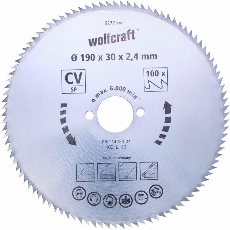 

Discos de sierra circular cortes finos 190 x 20 mm 100 dientes - Wolfcraft