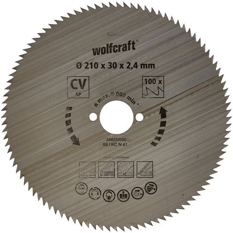 WOLFCRAFT 6281000 - Disco de sierra circular CV 100 dient. serie azul diam 210 x 30 x 24 mm