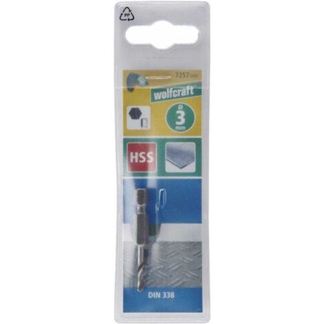 WOLFCRAFT 7257000 BROCA HSS, AFILADO CON PRECISIÓN, CON VÁSTAGO HEXAGONAL, LONGITUD DEL ESPIRAL 16 MM PACK 1, PLATA
