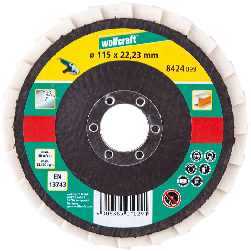

8424099 - 1 disco abrasivo a láminas, Ø 115 x 22 mm - Wolfcraft