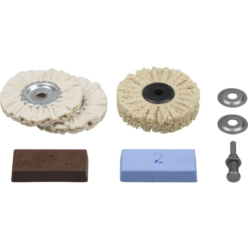 Wolfcraft - Kit de Polissage Professionnel pour Perceuse - Pour Métaux, Plastique, Marbre - 5 pièces - réf. 2179000