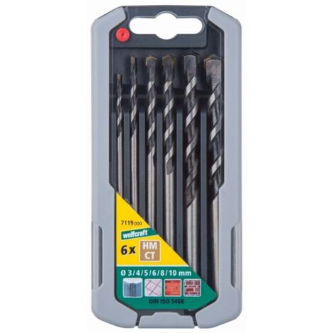 Wolfcraft Betonbohrer-Set HM Professional 6-teilig Ø 3 - 10 mm Rundschaft Bohrersets