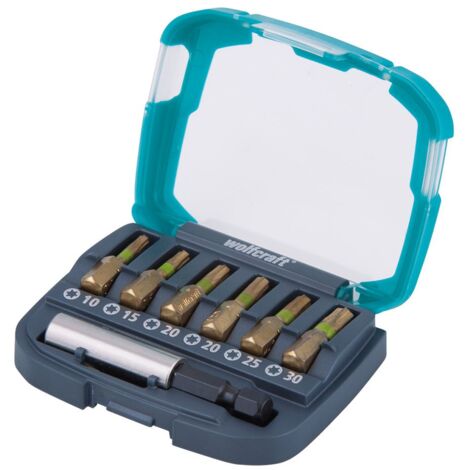 wolfcraft Bit-box Diamant, attacco a croce (PH/PZ), 7 pz. I 2963000 I 6 inserti con rivestimento diamantato per un'elevata durata in diverse dimensioni, portainserti compreso