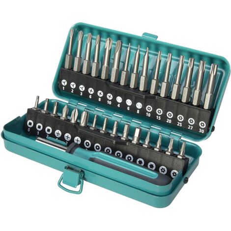 wolfcraft Bit-box Safety per viti di sicurezza, 31 pezzi I 1386000 I Box in metallo di qualità, con 30 inserti Solid, 25 e 50 mm, con portainserti e avvitatore manuale