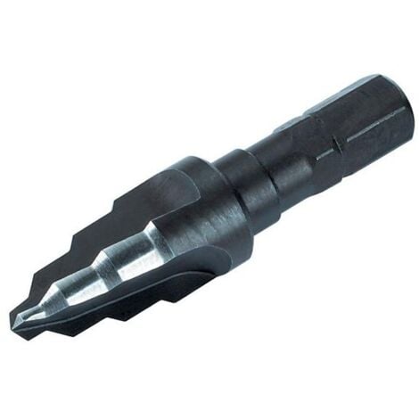 wolfcraft Broca escalonada HSS, Ø 4-10 mm, vástago hexagonal I 2555000 I Para el taladrado y el desbarbado de metal y plástico de forma escalonada