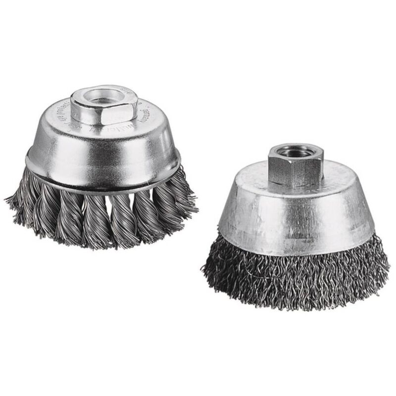 Wolfcraft 2700000 Brosse inox Torsad&eacute;e Filetage M 14/Diam&egrave;tre 65 mm