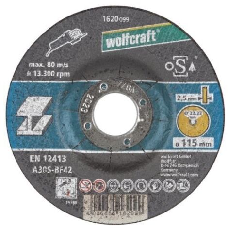 WOLFCRAFT - DISCO DA TAGLIO PER METALLO Ø 115 MM. A CENTRO DEPRESSO 1620099