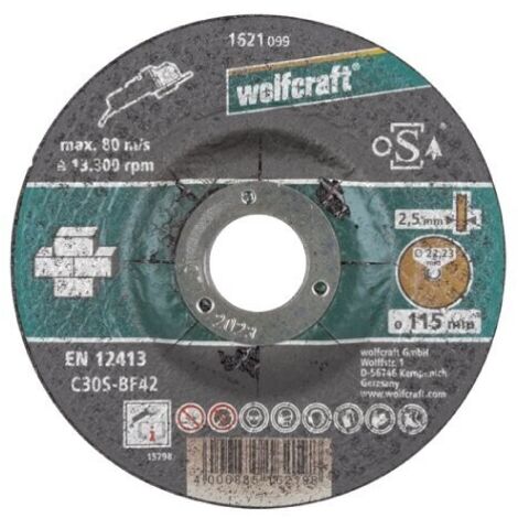 WOLFCRAFT - DISCO DA TAGLIO PER PIETRA Ø 115 MM. A CENTRO DEPRESSO 1621099