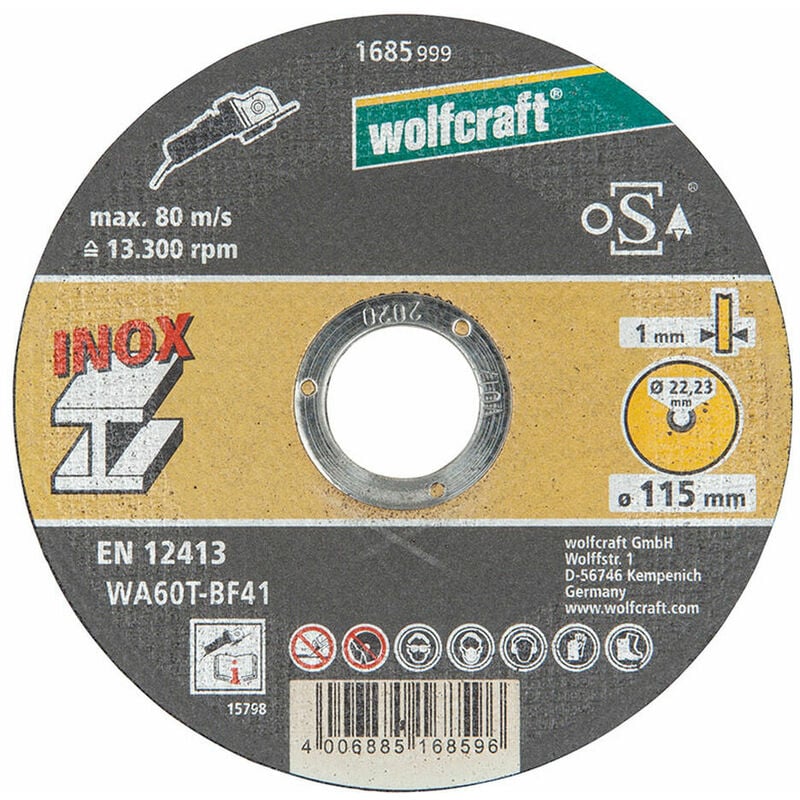 

Disco de corte de precisión para acero inoxidable ø 115 x 1,0 x 22,23mm. 1685999 - Wolfcraft