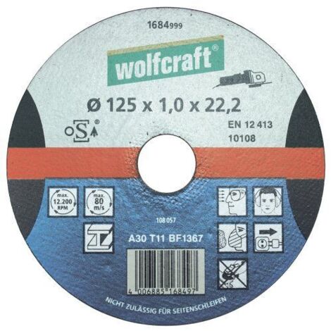 Wolfcraft Disque de coupe de précision pour acier inoxydable 125x1,0x22,23 mm (1687999)