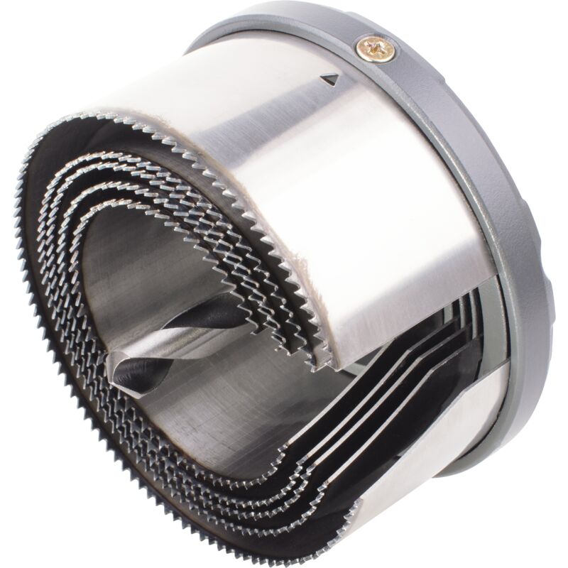 Wolfcraft - Scie Cloche Multi-Lames - Diamètre 60, 68, 74, 80, 95 mm - Profondeur de coupe 40 mm, Foret Centreur - réf. 2155000