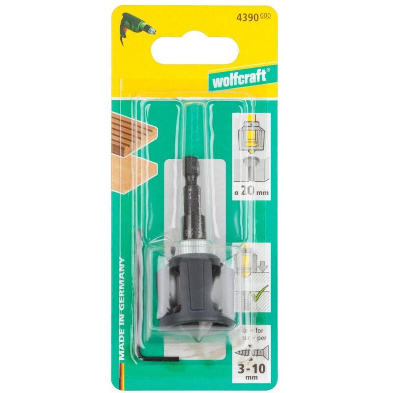Fraise de tige hexagonale et arr&ecirc;t r&eacute;glable de profondeur Wolfcraft