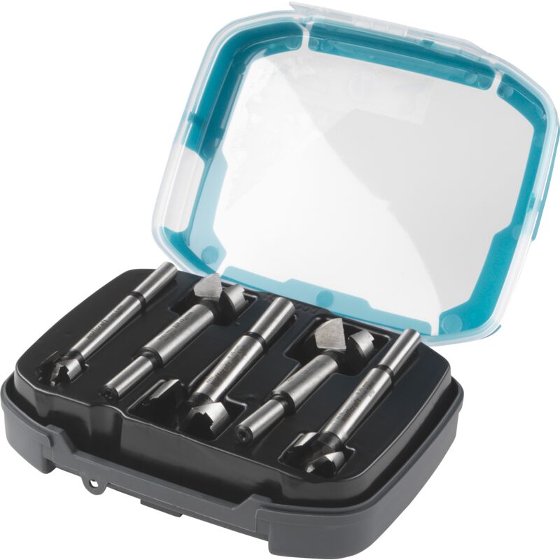 Coffret de 5 Fraises à Bois d'Encastrement avec Pointe de Centrage - Diamètre 15, 20, 25, 30, 35 mm - réf. 1002000 - Wolfcraft