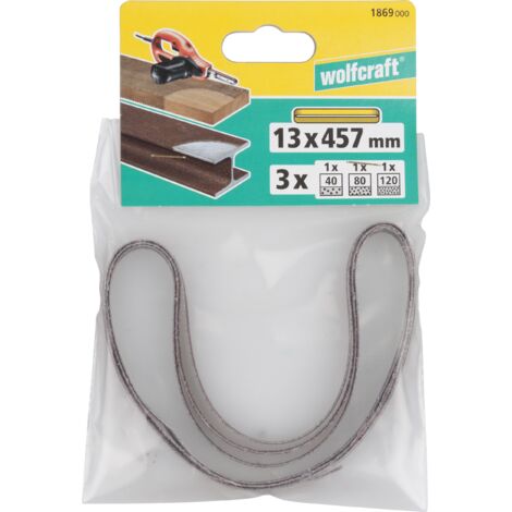 Wolfcraft Gewebeschleifbänder K40/80/120 13 x 457 mm 3 Stück für Bandschleifer