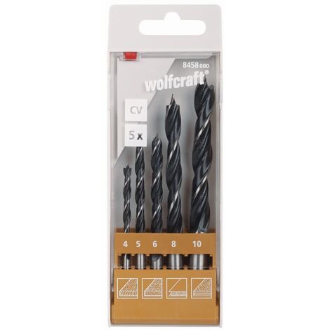 Wolfcraft Holzspiralbohrer-Set CV 8458000 Ø 4 - 10 mm 5-teilig Rundschaft Bohrersets