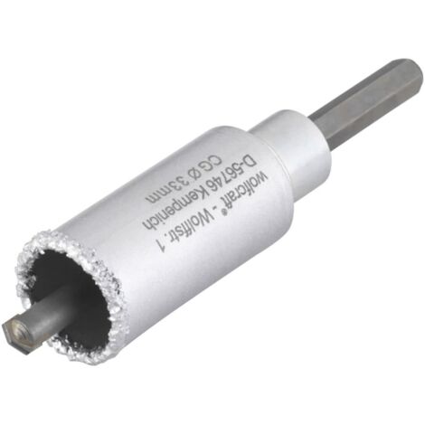wolfcraft I BohrkroneI 3893000 Ihartmetallbestreut, mit Spanndorn, Ø 33 mm, Schnitttiefe 55 mm, für Sanitär- und Elektroinstallationen in Mauerwerk und Stein